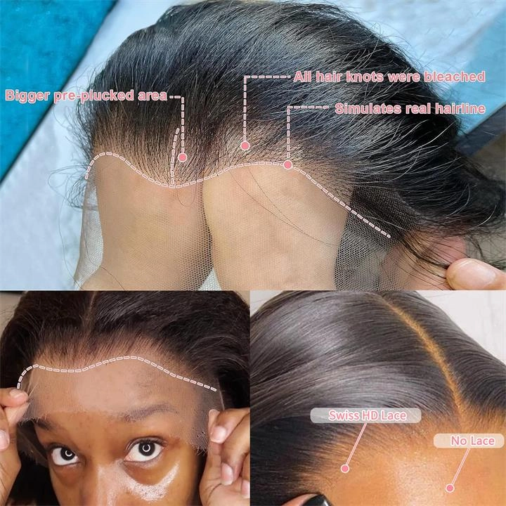 24 Hours Shipping $199=30inch Pre Bleached 13x6 Straight Lace Front Wigs Human Hair 180% Density HD Lace Glueless Wigs No Code Needed
