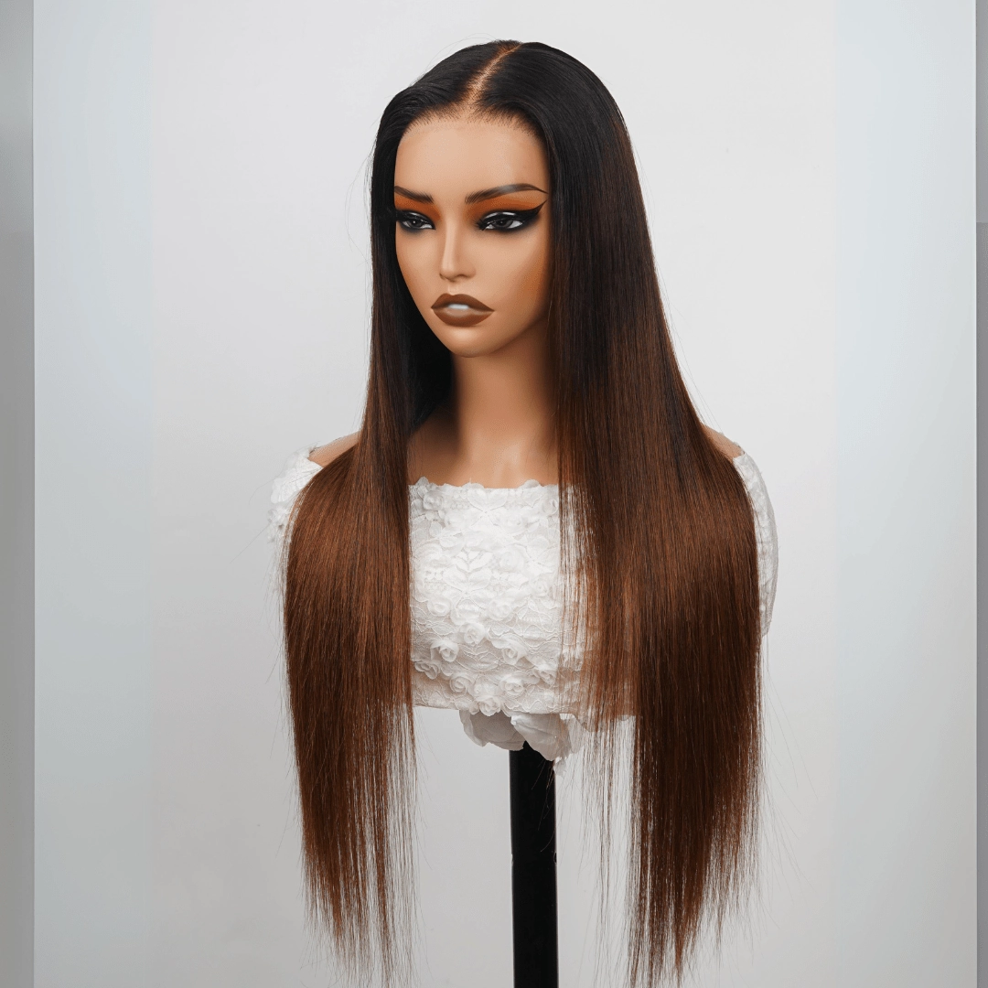 24 Hours Shipping Brown Straight Glueless Wigs T1B/2/4 Ombre 13X4 Lace Front Wig Human Hair Pre Plucked