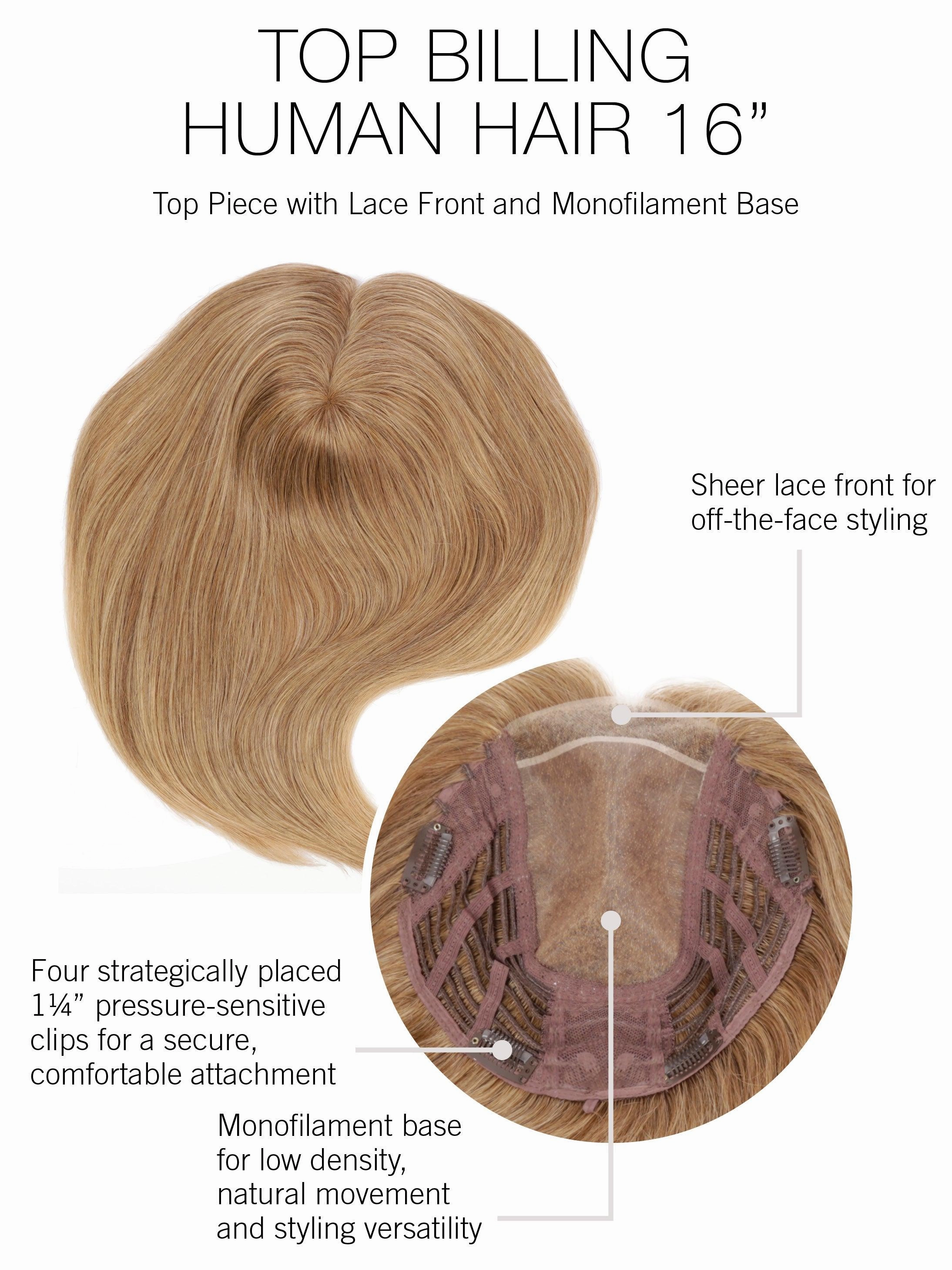 Accessories_Raquel Welch_Wigs Top Billing 16" Hairpiece by Raquel Welch | Human Hair Lace Front (Mono) Topper