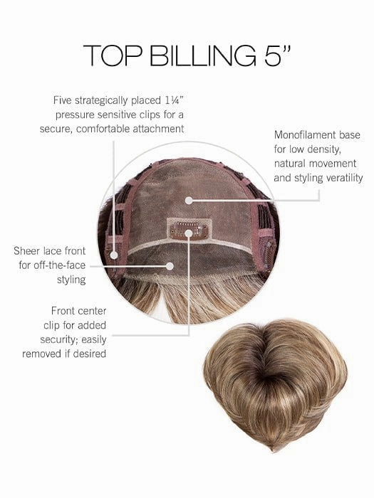 Accessories_Raquel Welch_Wigs Top Billing 5" | Synthetic Lace Front Hair Topper (Mono Top)