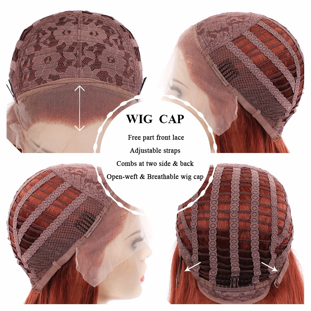 Ana - Wine Red Straight Synthetic Lace Front Daily Wigs