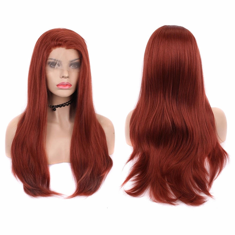 Ana - Wine Red Straight Synthetic Lace Front Daily Wigs