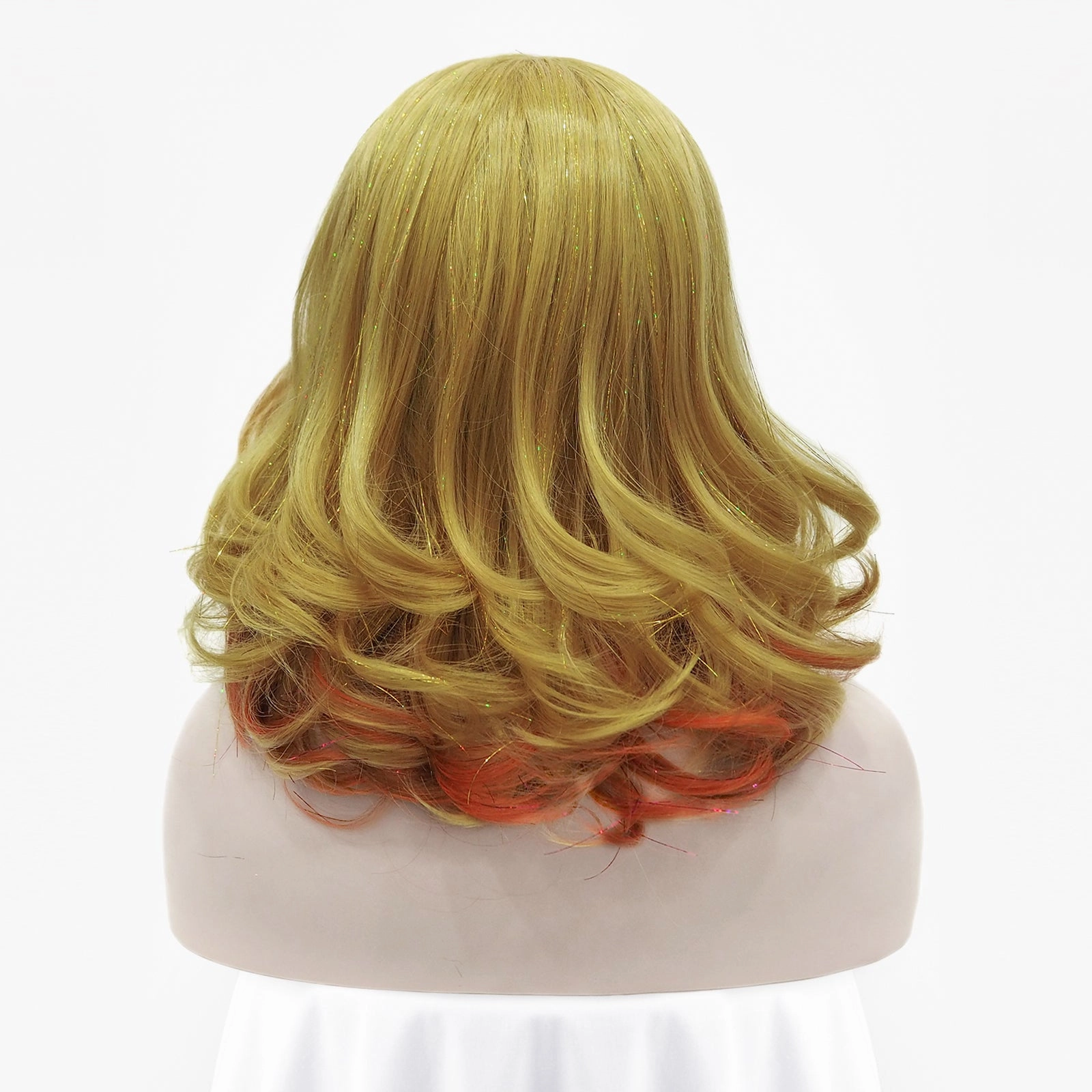 Annabelle - Blue-Blonde Orange Red with Tinsel Synthetic Lace Front Wig