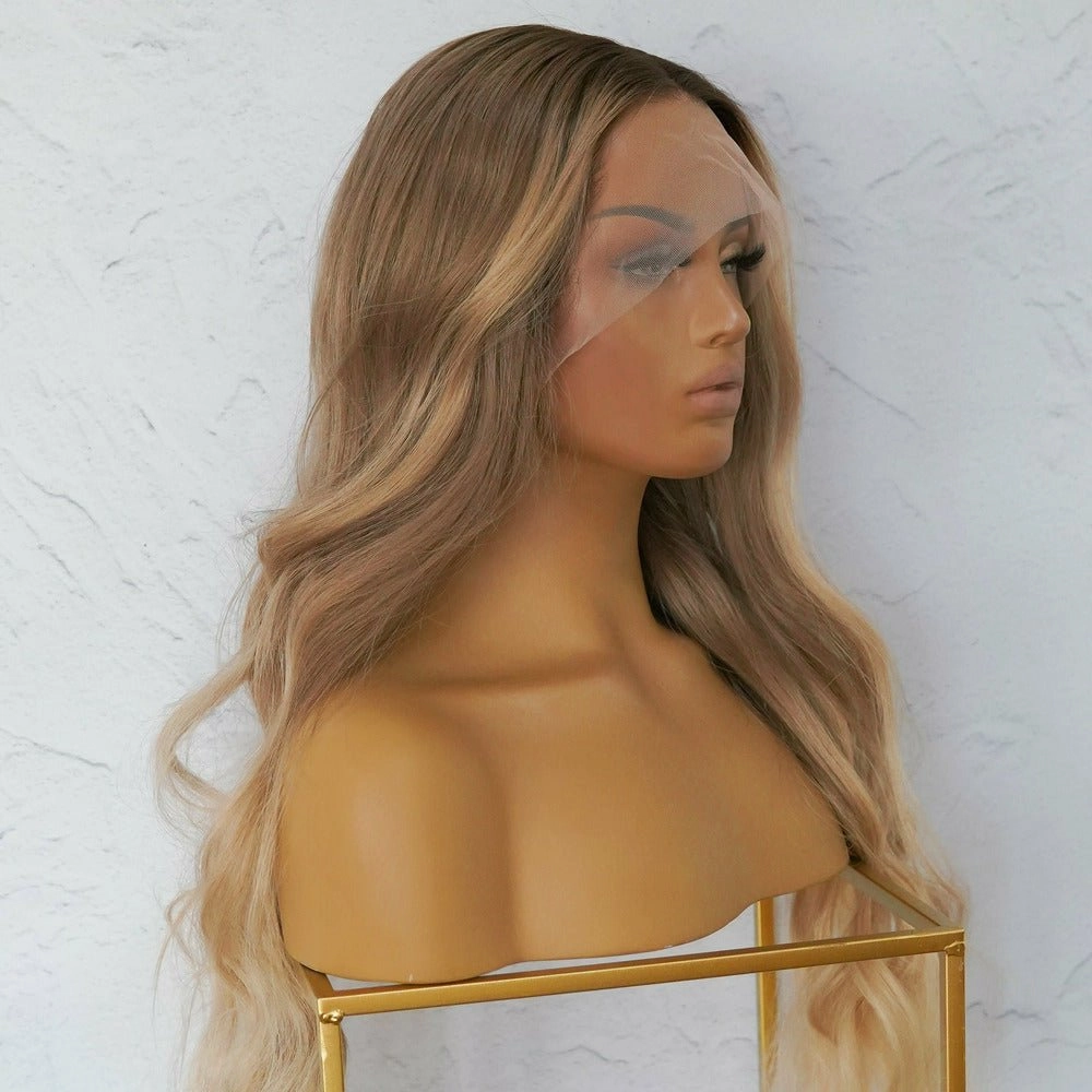 ARIA Mixed Blonde Ombre Human Hair Lace Front Wig ** READY TO SHIP **
