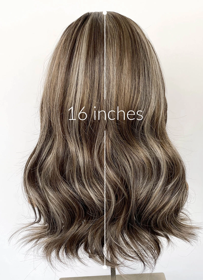 Balayage Blonde Mixed Brown Wavy Lace Front Kanekalon Synthetic Wig LF6119