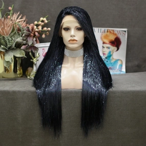 Black Full Tinsel Lace Front Drag Queen Wig Imstyle