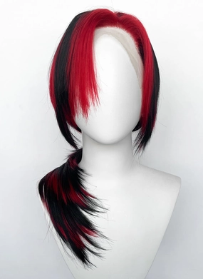 Black Mixed Red Straight Lace Front Synthetic Hair Wig LF8014