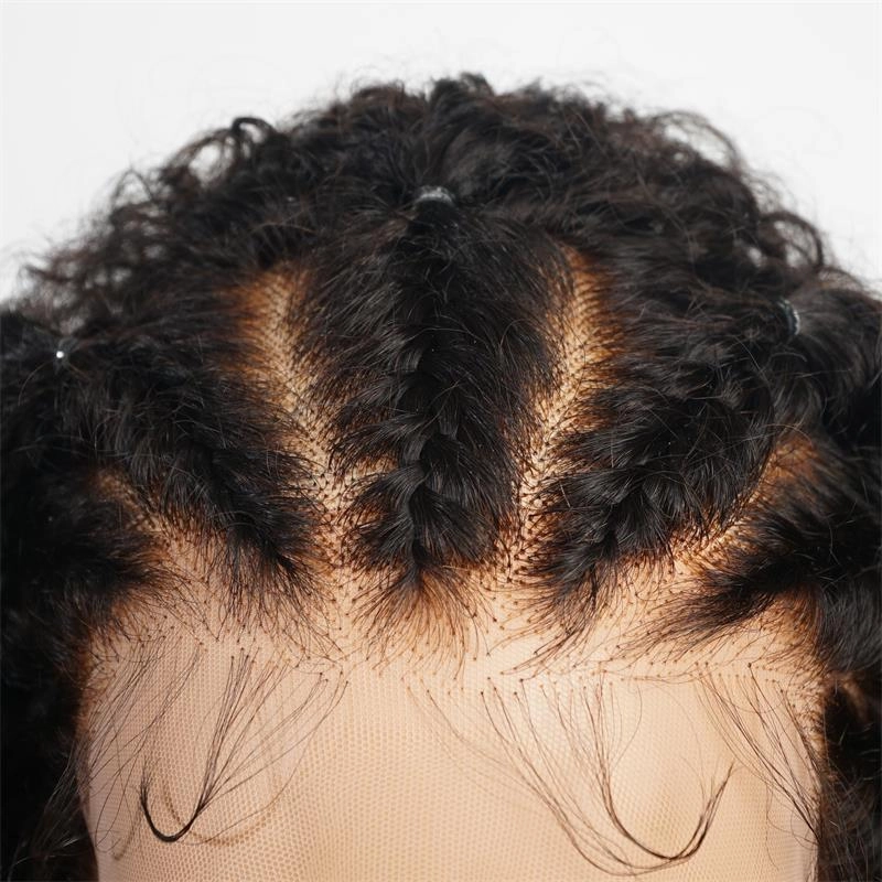 Braided Kinky curly Human Hair HD Lace Front Wig Glueless Curly Wigs For Woman