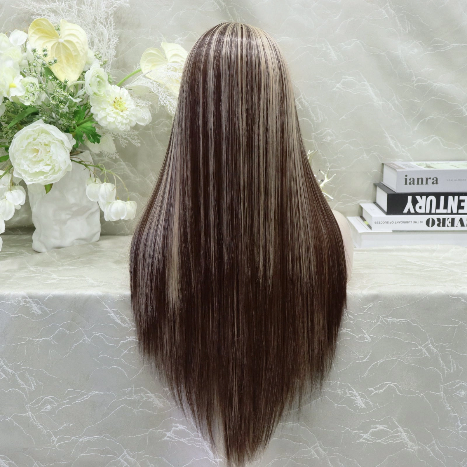 Brenda Collection Lowest density collection straight style with 13*4 lace front wigs silver mist & bubble tea & dark brown