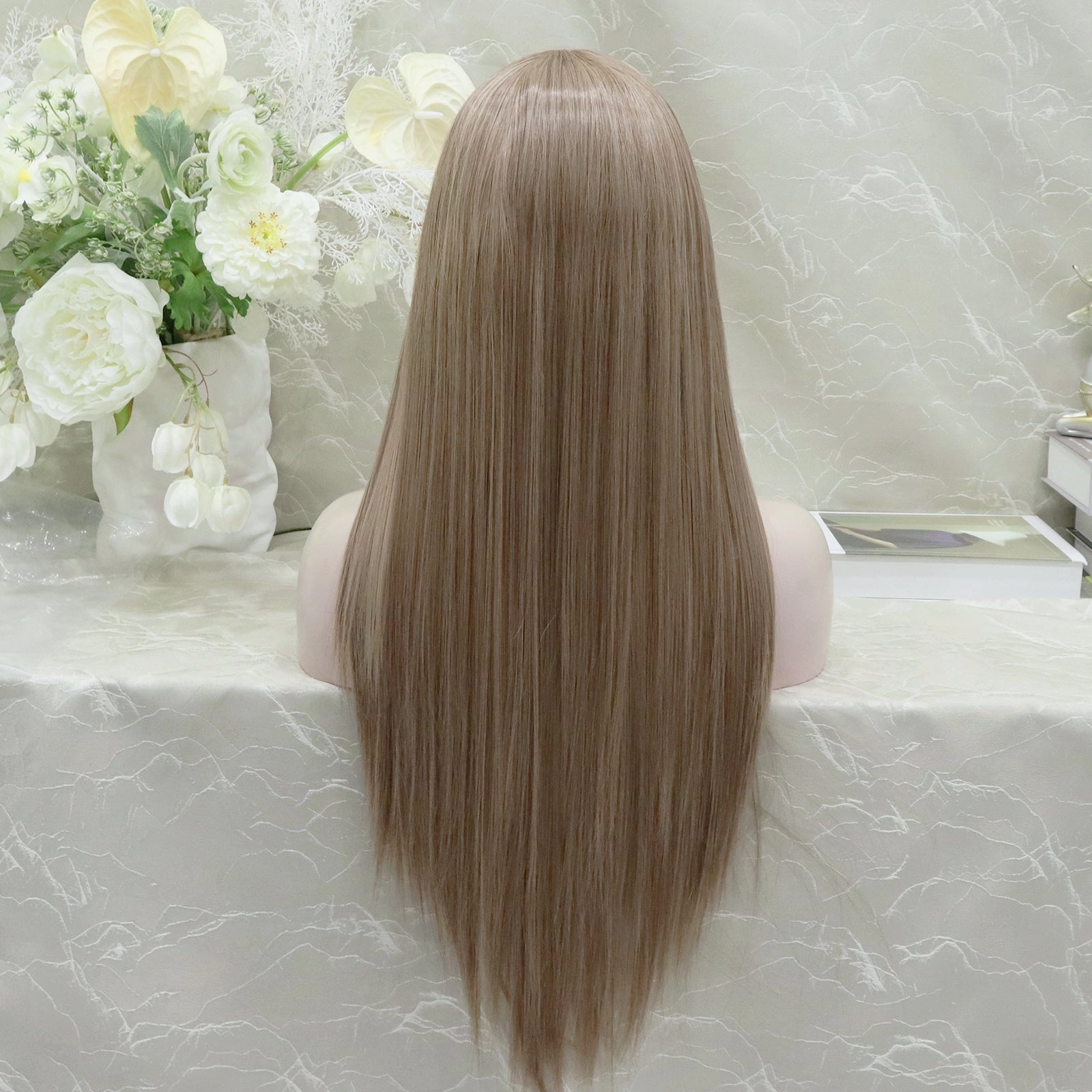 Brenda Collection Lowest density collection straight style with 13*4 lace front wigs silver mist & bubble tea & dark brown