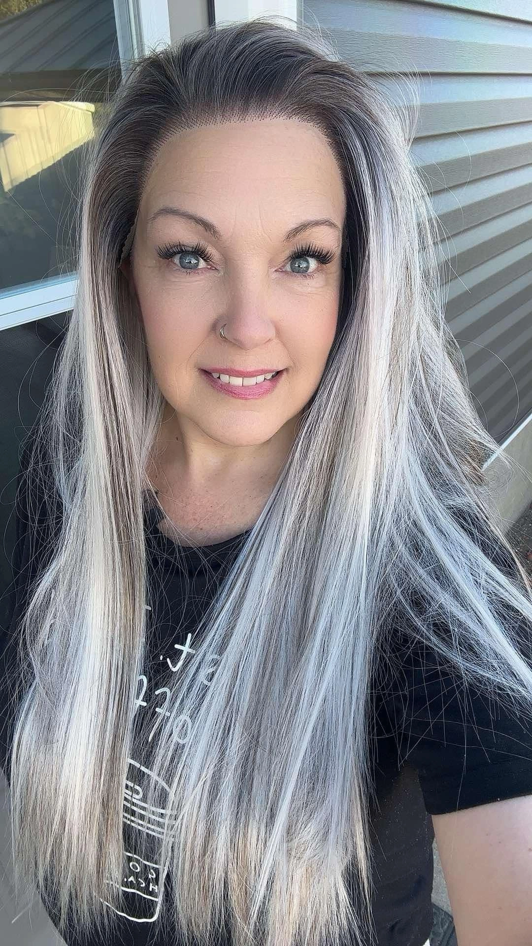 Brenda Collection Lowest density collection straight style with 13*4 lace front wigs silver mist & bubble tea & dark brown