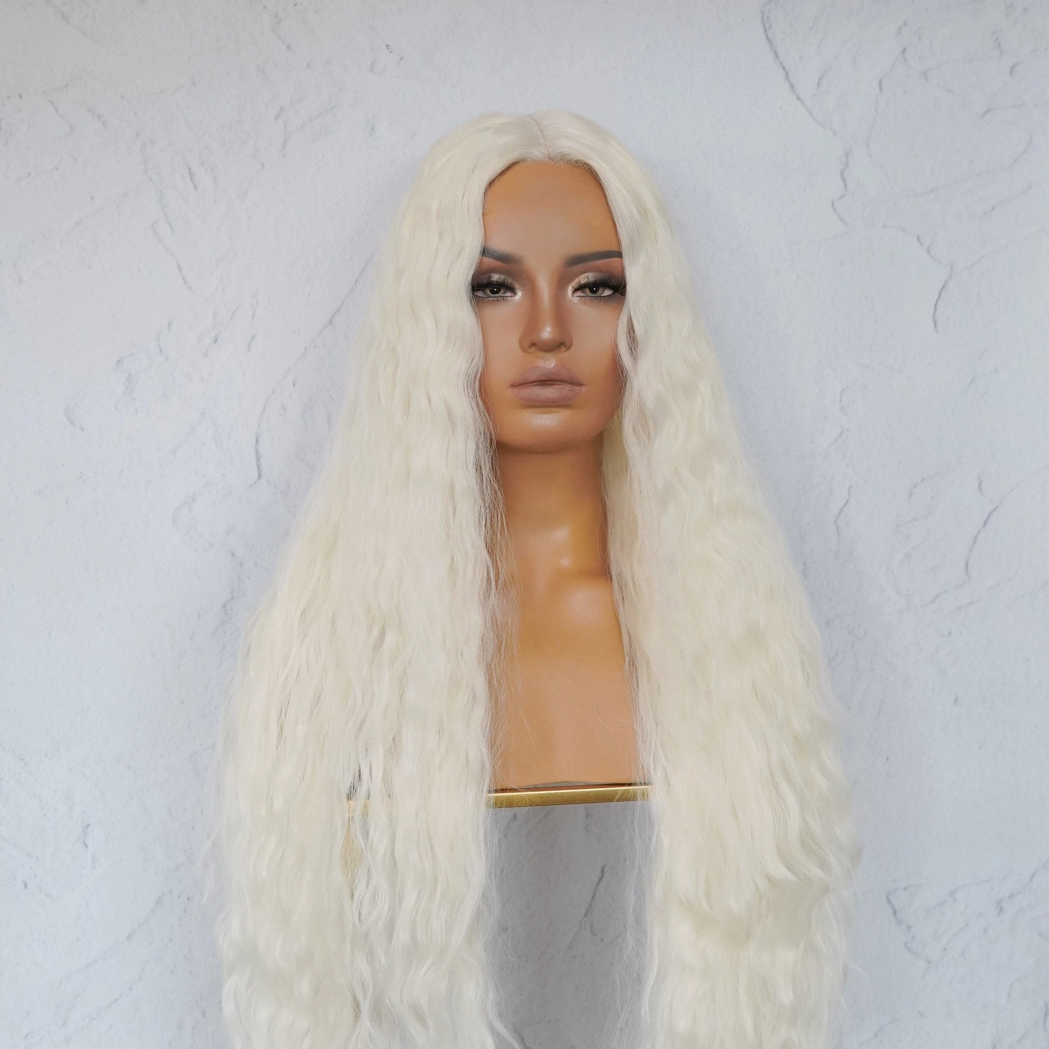CARDI 40" White Platinum Blonde Lace Front Wig