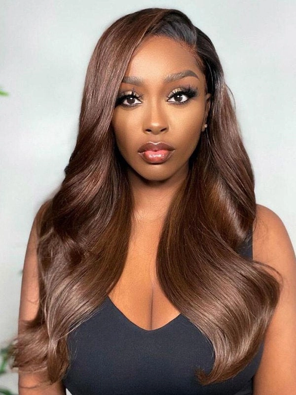 Chinalacewig Ombre Brown Color 13x6 Undetectable HD Lace Front Human Hair Wigs Pre Plucked With Baby Hair CF191