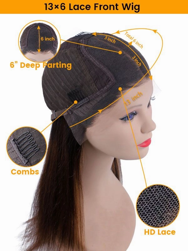 Chinalacewig Ombre Brown Color 13x6 Undetectable HD Lace Front Human Hair Wigs Pre Plucked With Baby Hair CF191