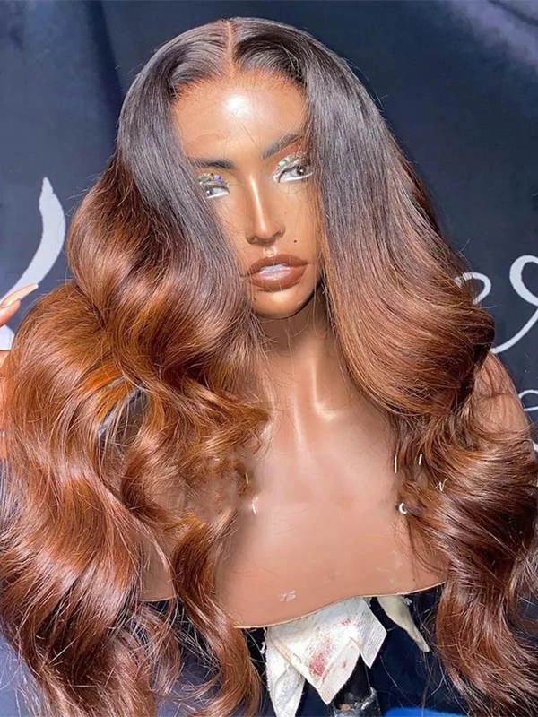 Chinalacewig Ombre Color Undetecable HD Lace Front Human Hair Body Wave Wigs NCF70