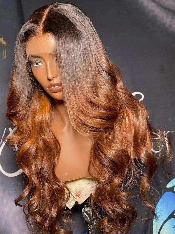 Chinalacewig Ombre Color Undetecable HD Lace Front Human Hair Body Wave Wigs NCF70