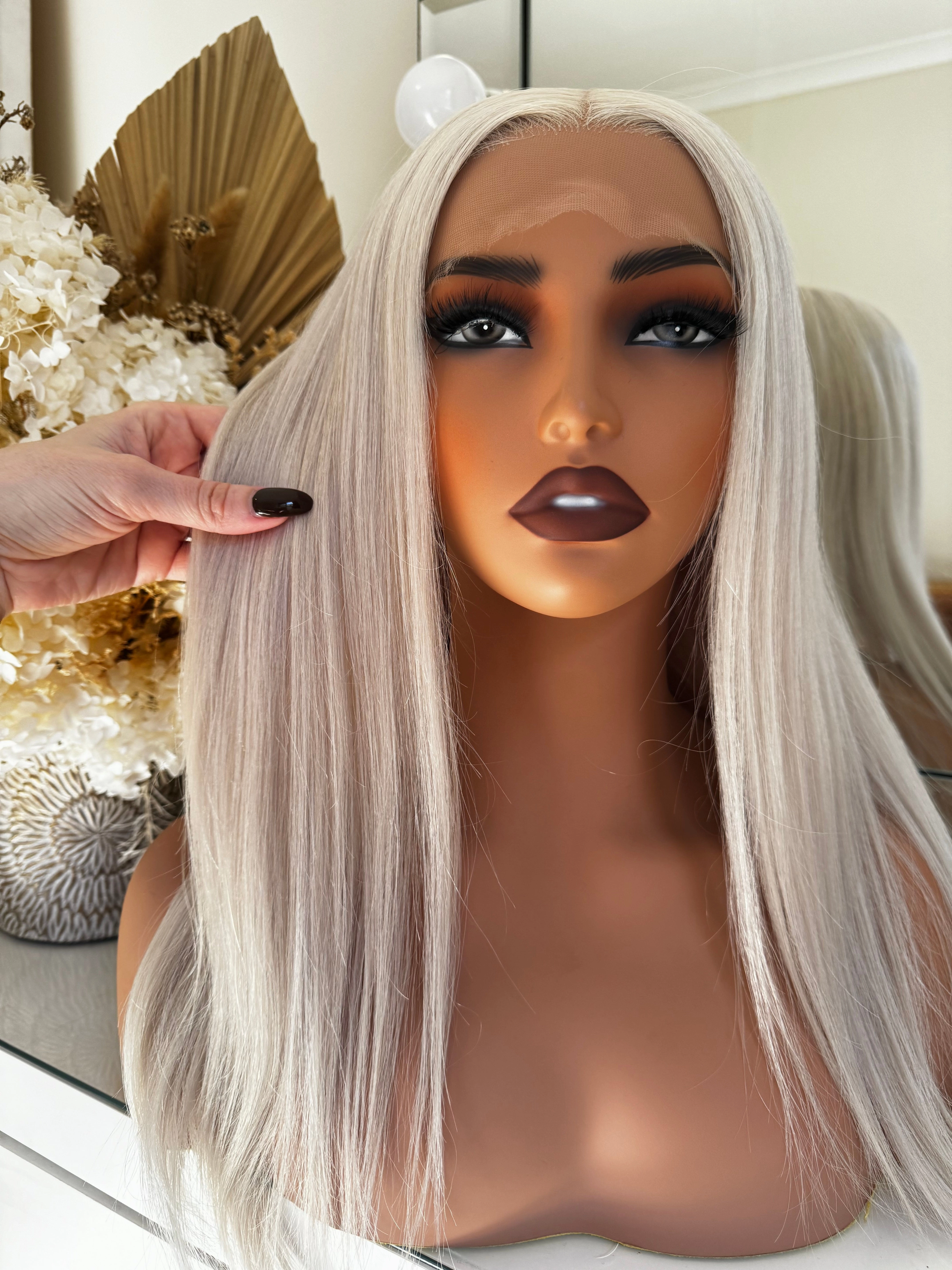 CLEO Platinum White Blonde Human Hair Medical Cap Wig 16 ** READY TO SHIP **