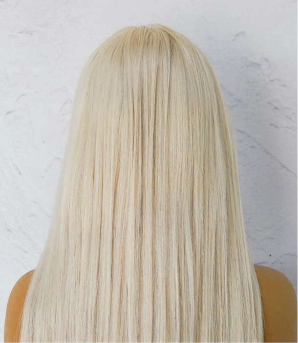 CLEO Platinum White Blonde Human Hair Medical Cap Wig 16 ** READY TO SHIP **