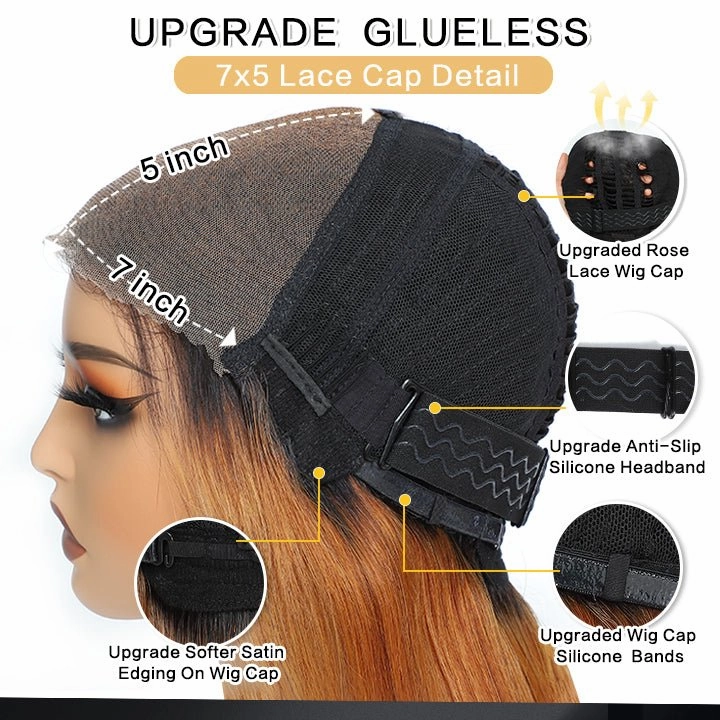 Curtain Bangs Glueless Wigs Honey Blonde Body Wave Wear Go HD Lace Wig 180% Density
