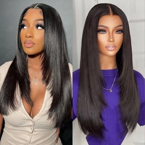 Geeta 13x4/4x4 Hd Transparent Straight Layered Wig Pre Plucked Natural Hairline Human Hair Wigs