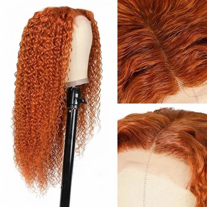 Geeta Ginger Color Wig Curly Hair 13x4 HD Lace Front Wig 100% Virgin Human Hair Wig Natural Hairline With Baby Hair