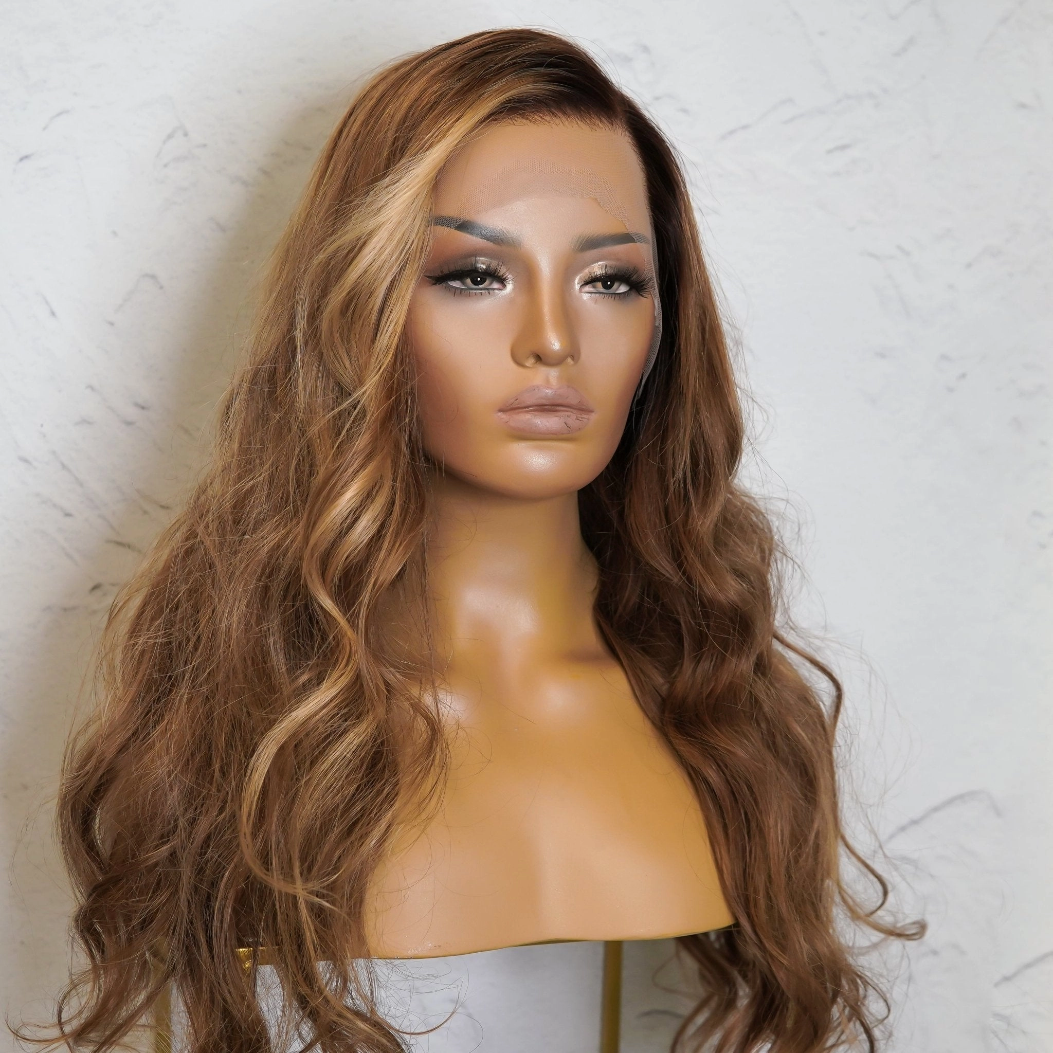GEMIMA Ombre Brown Human Hair Lace Front Wig