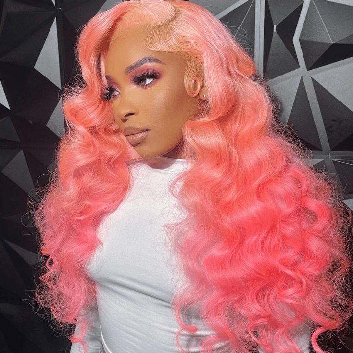Glueless 13x4/6x4.5 Pink Body Wave Pre Cut HD Transaparent Lace Human Hair Wigs-Geeta Hair
