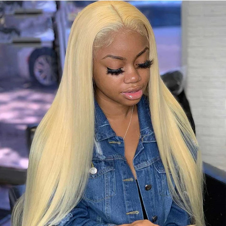 HD Transparent Lace 613 Blonde 13x6 Lace Front Human Hair Frontal Straight Wigs