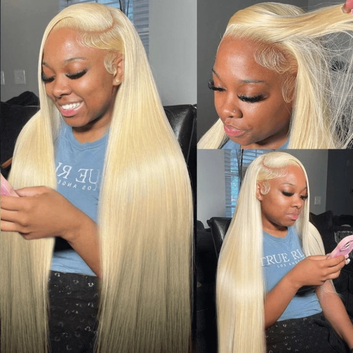 HD Transparent Lace 613 Blonde 13x6 Lace Front Human Hair Frontal Straight Wigs