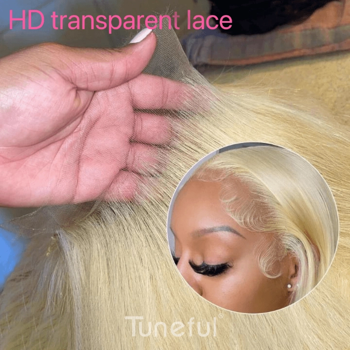 HD Transparent Lace 613 Blonde 13x6 Lace Front Human Hair Frontal Straight Wigs