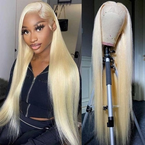 HD Transparent Lace 613 Blonde 13x6 Lace Front Human Hair Frontal Straight Wigs