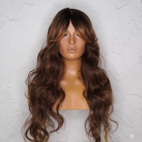 HENLEY Chocolate Brown Lace Fringe Wig