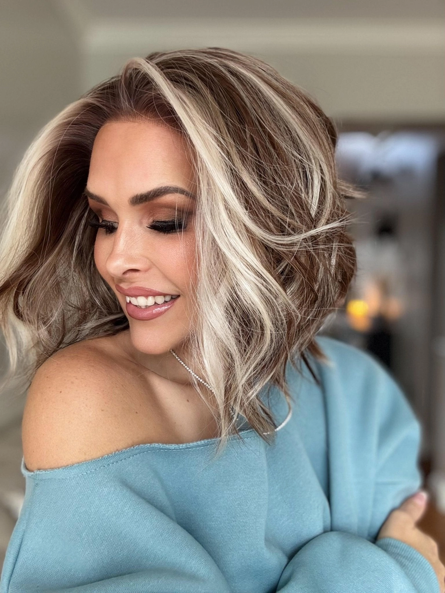 IMstyle Abby short Brown and Blonde Highlight Bob lace Front wig 13*3 -K111-2429