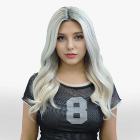 IMstyle Bonnie Ashy Grey T Parting with rooting Natural Glueless Lace Front Wig-TK115-2433