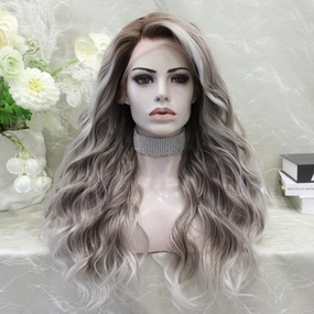 Imstyle-Elena-New Ash Blonde with soft rooting Curly 26inches 13*4 Free Parting lace Front wig