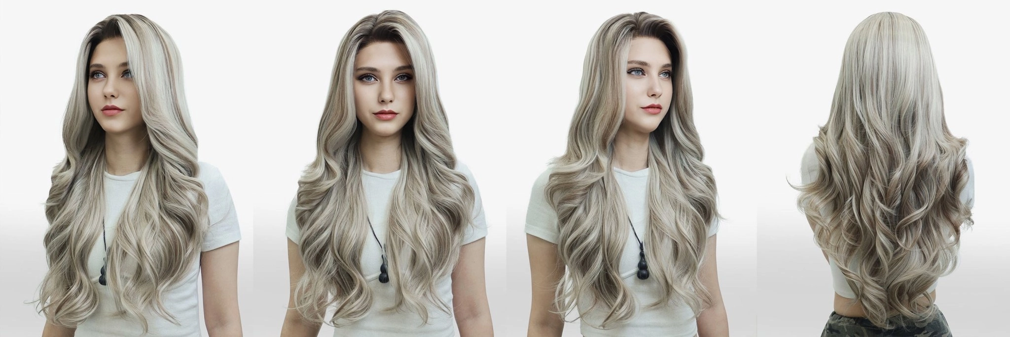 IMstyle Kayla Siver with Brown highlight Big layer lace wig 13*4 free Parting Daily Dating Wig (ELSA)