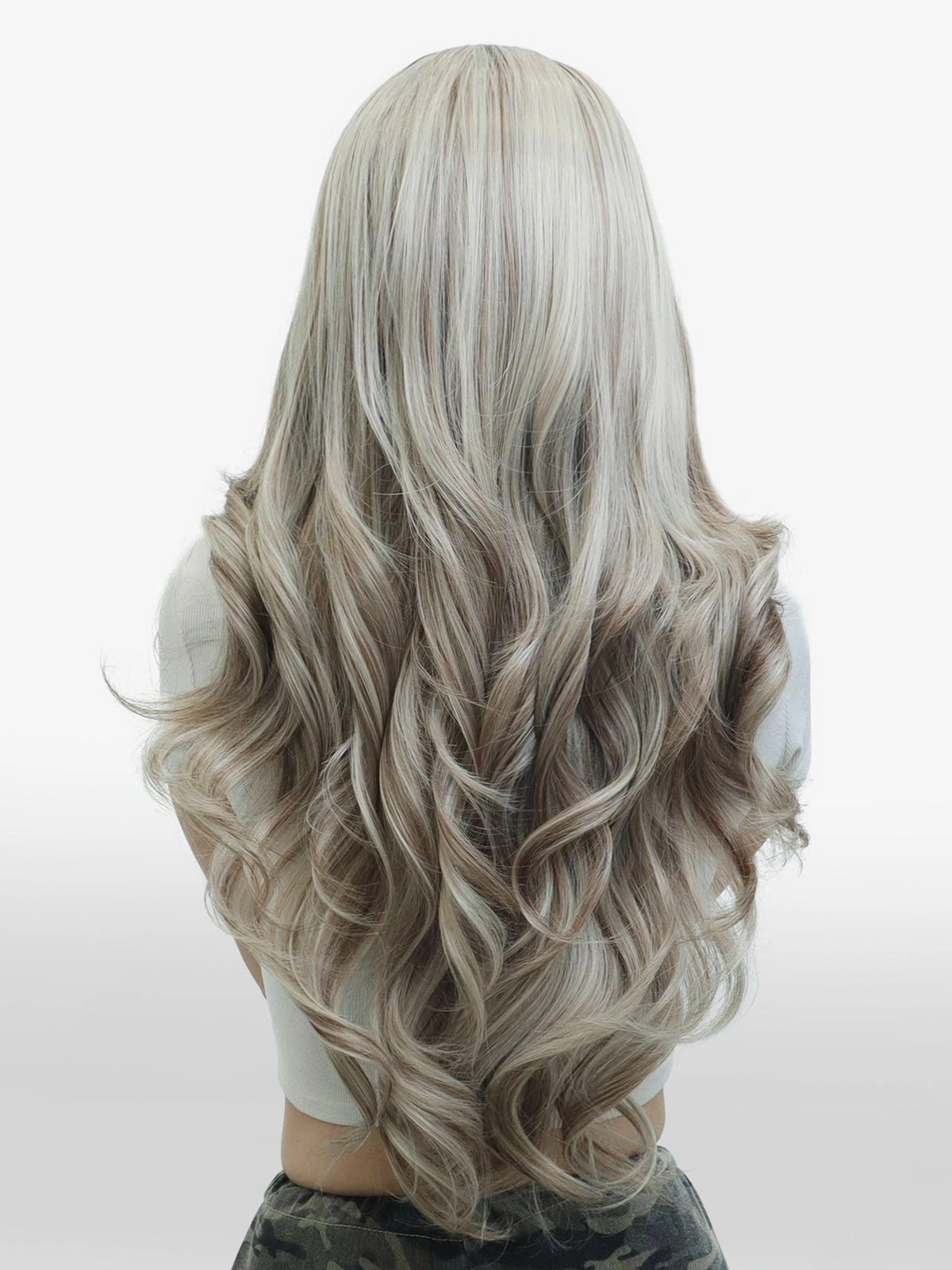 IMstyle Kayla Siver with Brown highlight Big layer lace wig 13*4 free Parting Daily Dating Wig (ELSA)