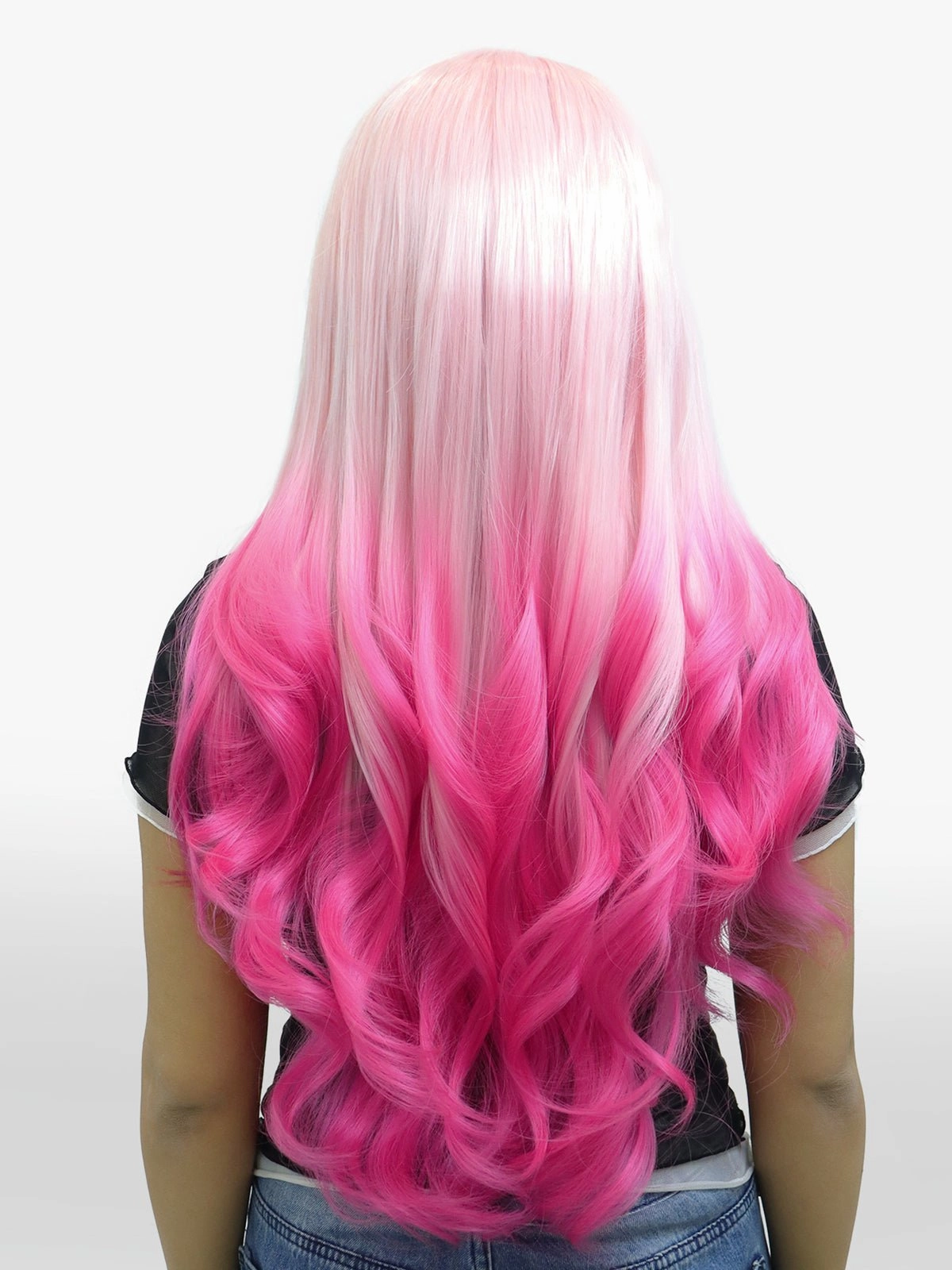 Imstyle Rambler T-part 26 inches body wave ombre pink color glueless lace front wigs TK121-2444