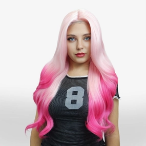 Imstyle Rambler T-part 26 inches body wave ombre pink color glueless lace front wigs TK121-2444