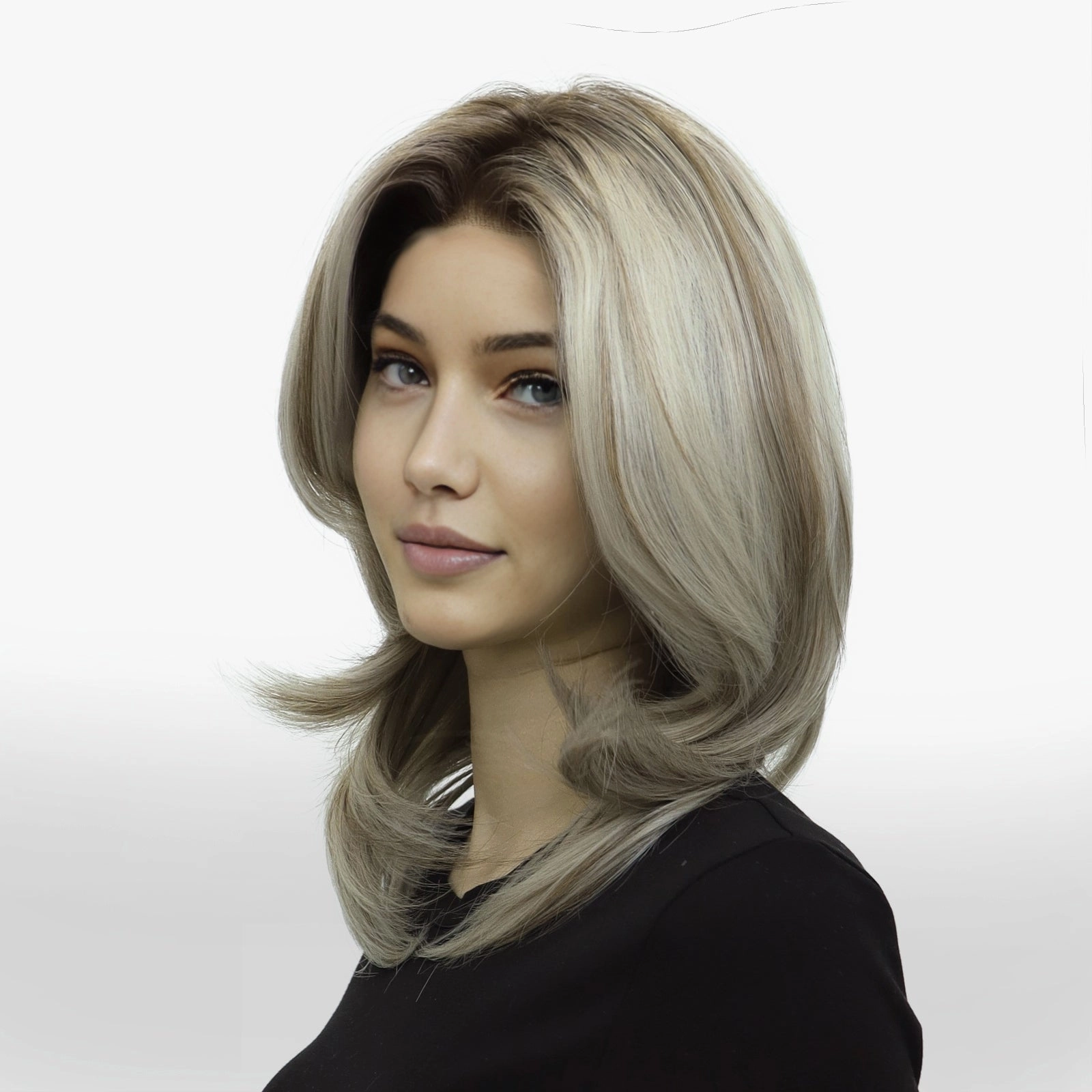 IMstyle Sabrina cool tone blonde with highlight 14inches with layer cut 13*3 free part lace front wigs K141-2183-C13X3