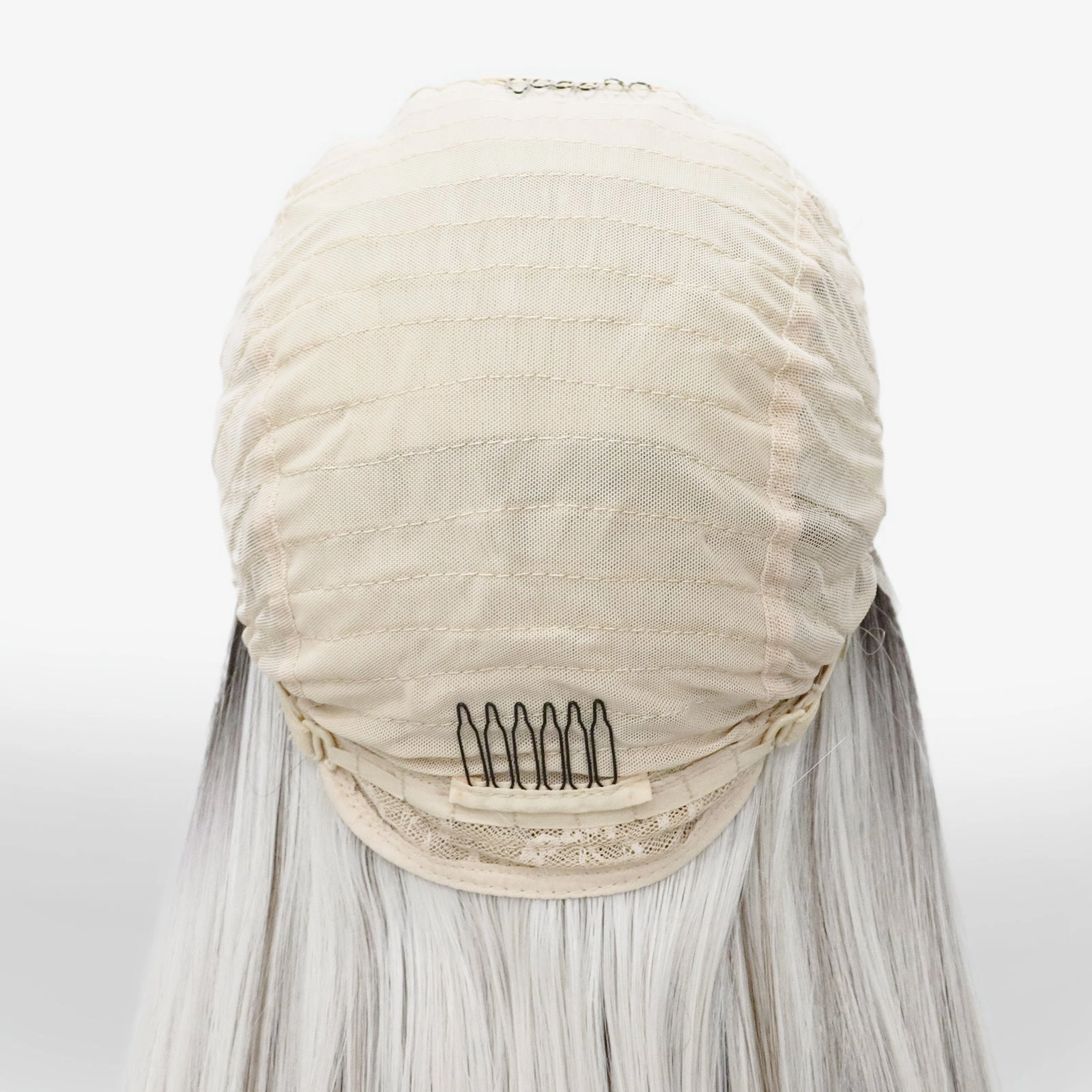 Imstyle sliver mist grey with highlights and dark roots 28 inches free part Synthetic Lace Front Wig