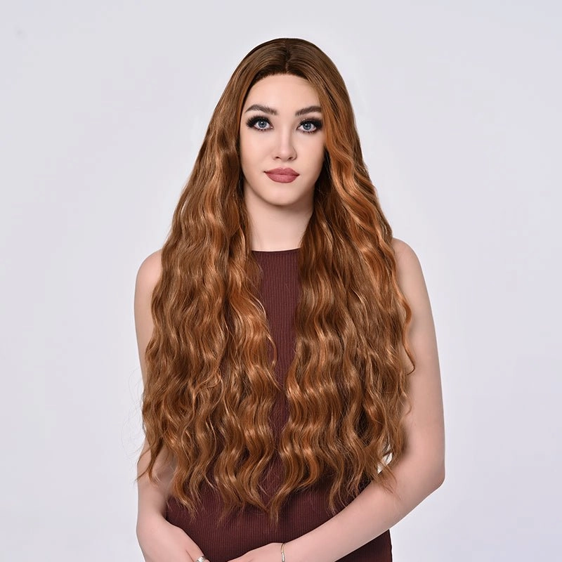 Imstylewigs 32 inches High light honey brown body wavy lace wigs
