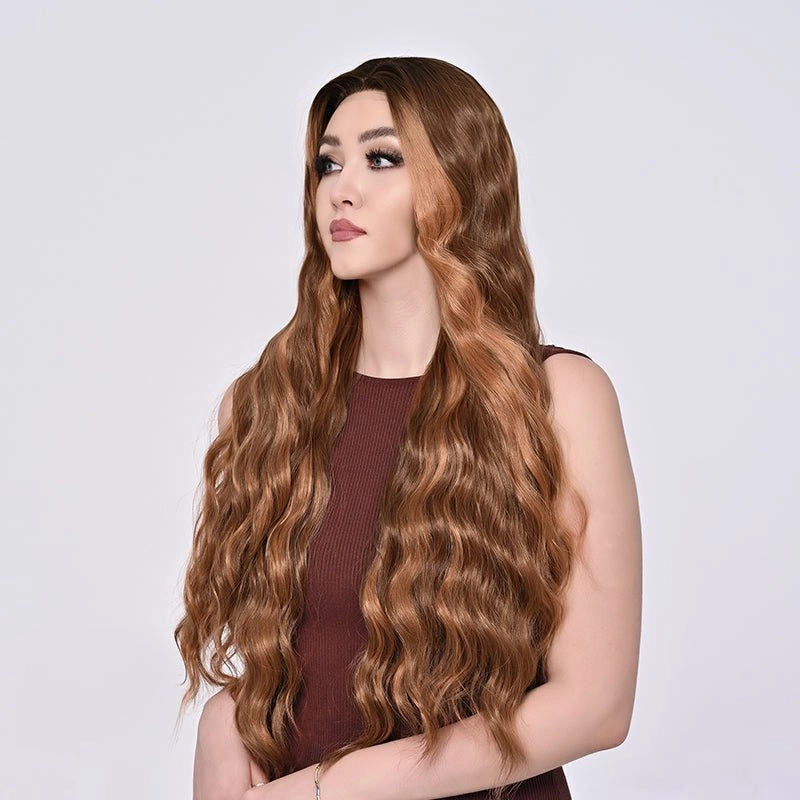 Imstylewigs 32 inches High light honey brown body wavy lace wigs