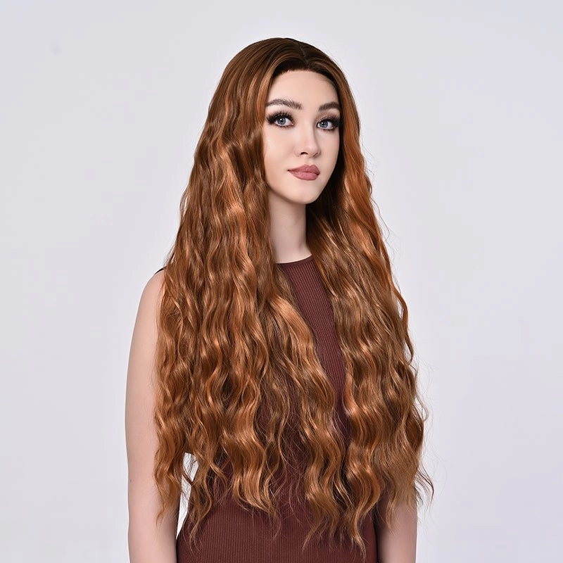 Imstylewigs 32 inches High light honey brown body wavy lace wigs