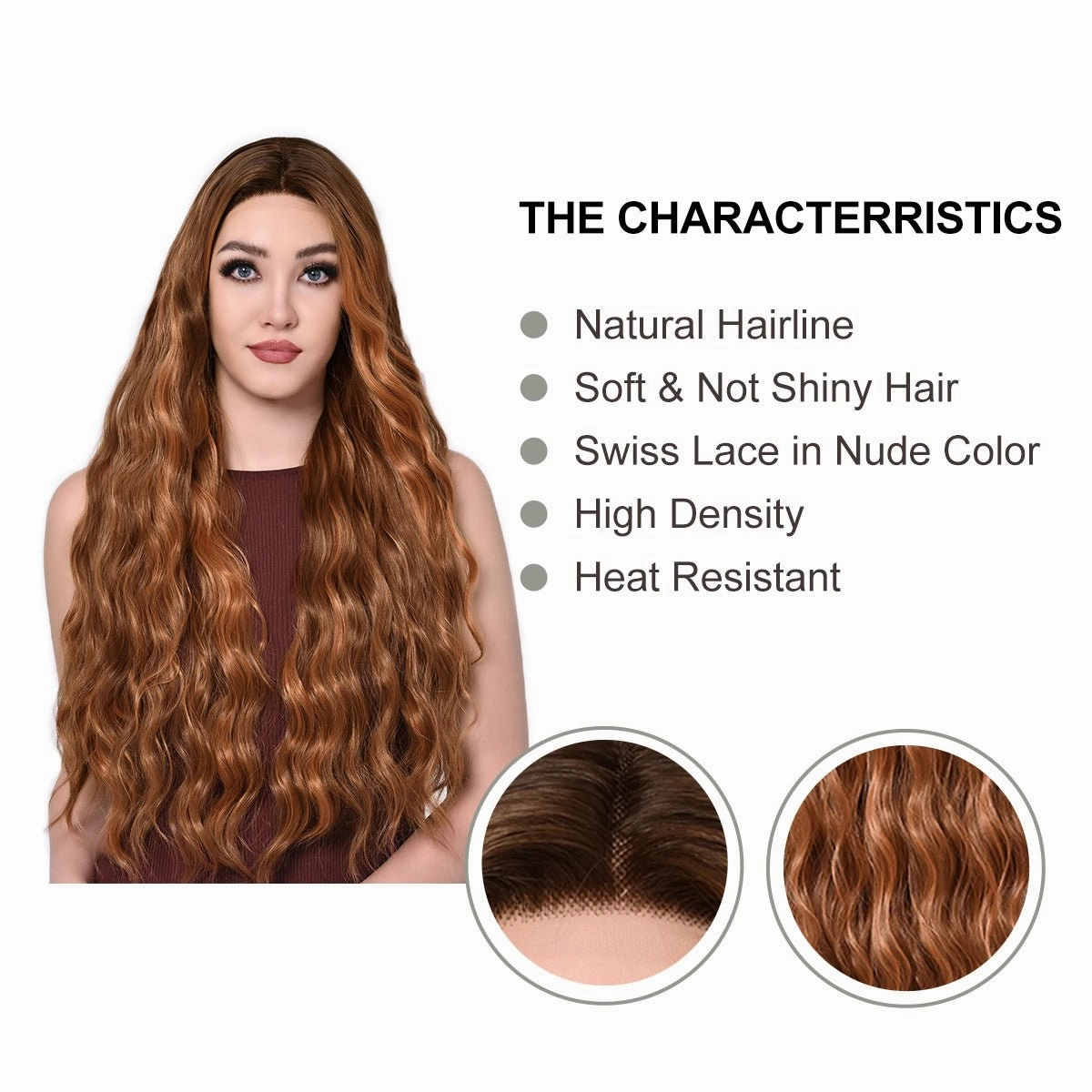 Imstylewigs 32 inches High light honey brown body wavy lace wigs