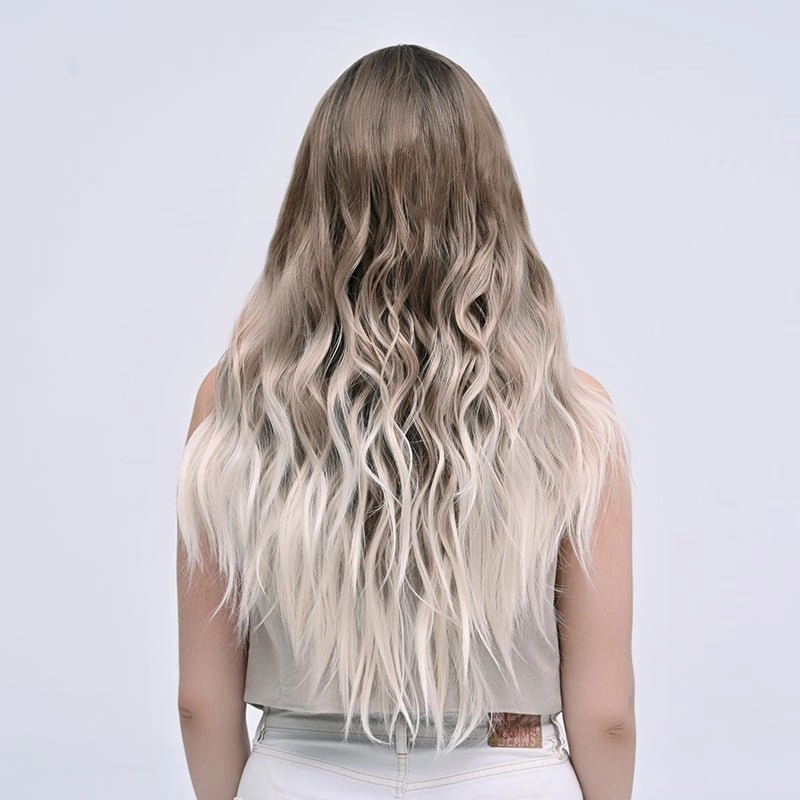 Imstylewigs Nicole 28 inches Skunk stripe ombre blonde body wavy lace wigs