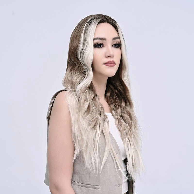 Imstylewigs Nicole 28 inches Skunk stripe ombre blonde body wavy lace wigs