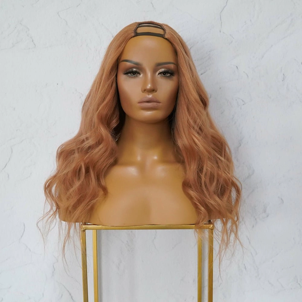 LOUISE Dark Strawberry Blonde Human Hair U Part Wig