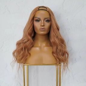 LOUISE Dark Strawberry Blonde Human Hair U Part Wig
