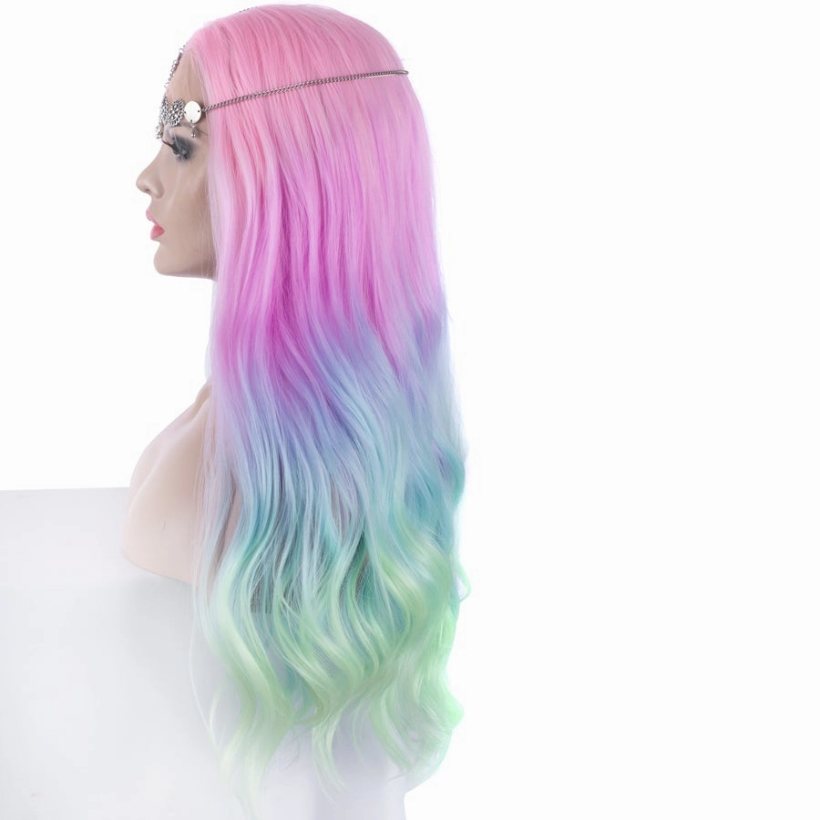 Mermaid - Colorful Long Wavy Synthetic Lace Front Wig Imstyle